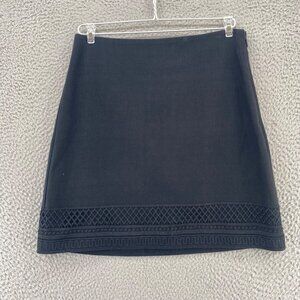 LOFT Skirt Womens 6 Black Lace Detail Mini A Line Everyday Office Career Work